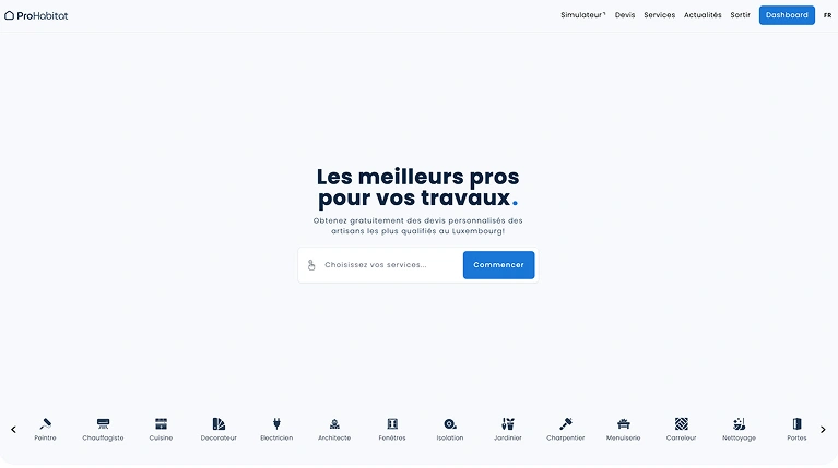 ProHabitat.lu - Marketplace B2B pour Artisans